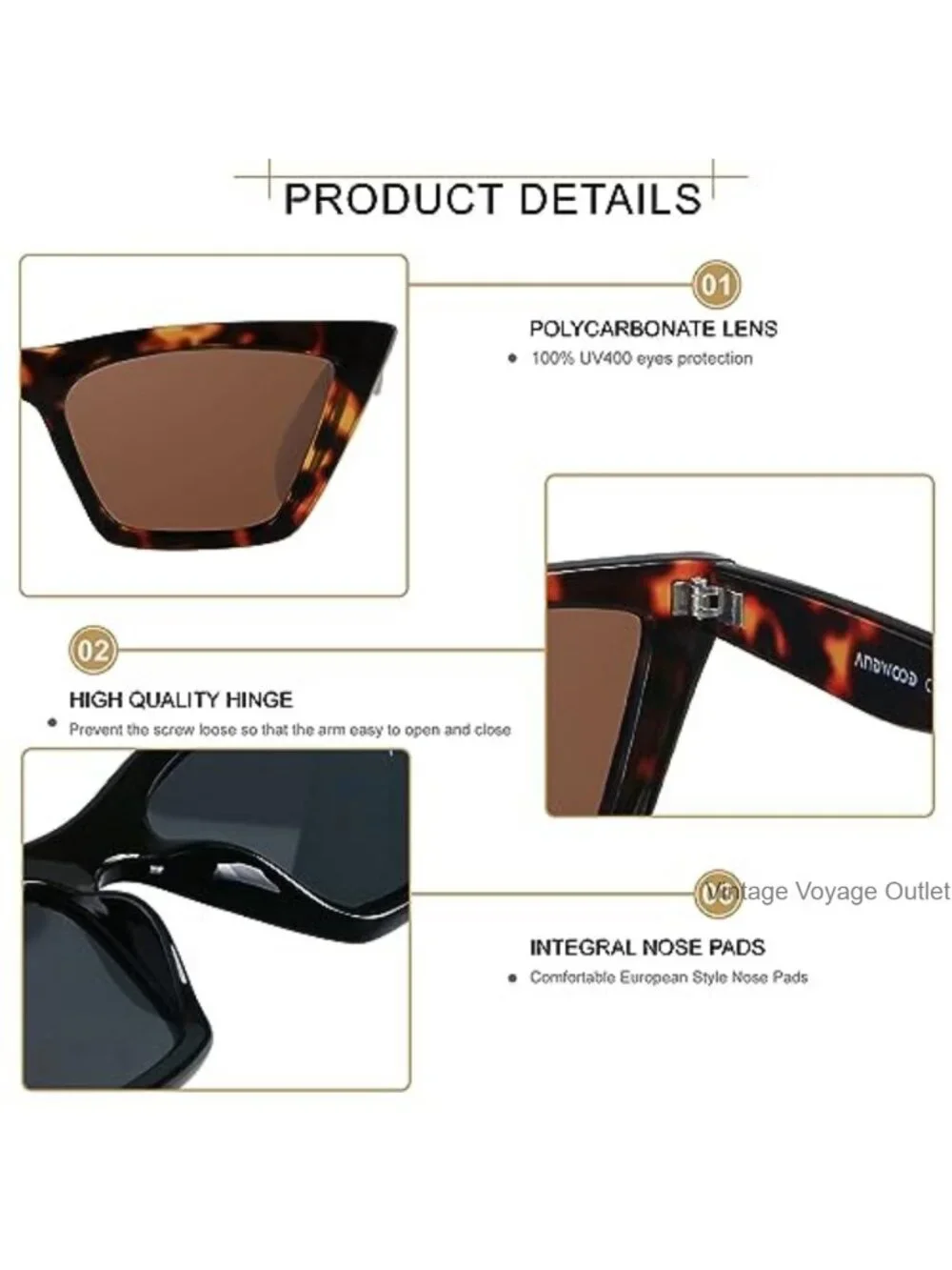 Cat Eye Sunglasses Women UV400 Protection Plastic Frames Vintage Trendy Shades
